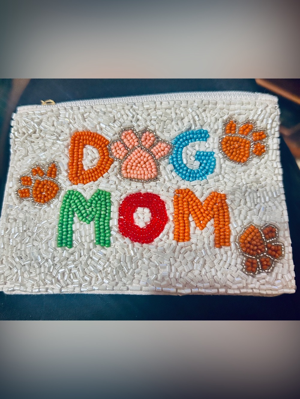 Beaded Coin Purse DOG MOM New!